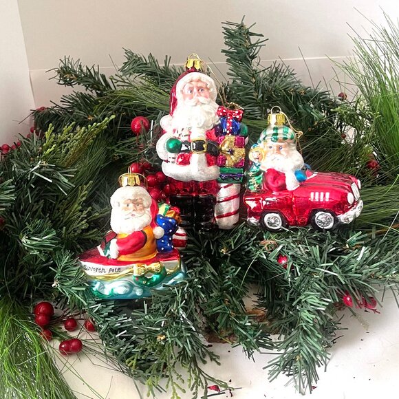 Santa Ornaments ( Set of 3 ) Glass Dillards collection vintage 2001( Set 2 ) - Picture 1 of 2